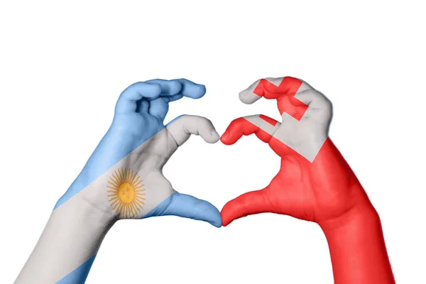 Argentina Tonga Heart Hand Gesture Making Heart Clipping Path — Stock Photo, Image