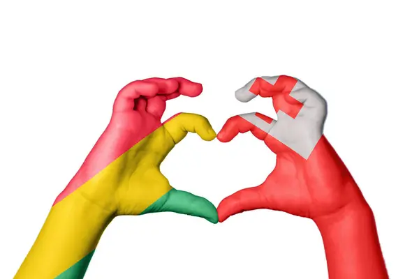 Bolivia Tonga Heart Hand Gesture Making Heart Clipping Path — Stock Photo, Image