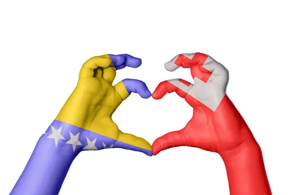 Βοσνία Και Ερζεγοβίνη Τόνγκα Καρδιά Χειρονομία Χέρι Κάνοντας Καρδιά Ψαλιδίζοντας — Φωτογραφία Αρχείου
