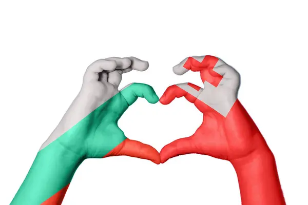 保加利亚Tonga Heart Hand Gesture Making Heart Clipping Path — 图库照片