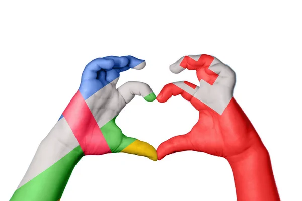 中非共和国Tonga Heart Hand Gesture Making Heart Clipping Path — 图库照片