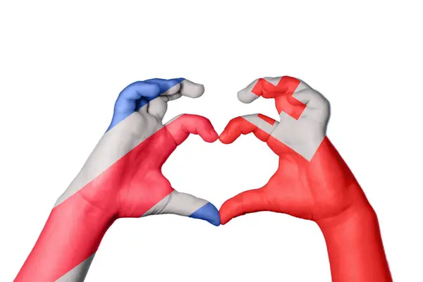 Costa Rica Tonga Heart Hand Gesture Making Heart Clipping Path — Stock Photo, Image