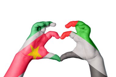 Surinam United Arab Emirates Heart, Hand Make Heart, Clipping Path