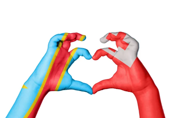 Democratic Republic Congo Tonga Heart Hand Gesture Making Heart Clipping — Stock Photo, Image