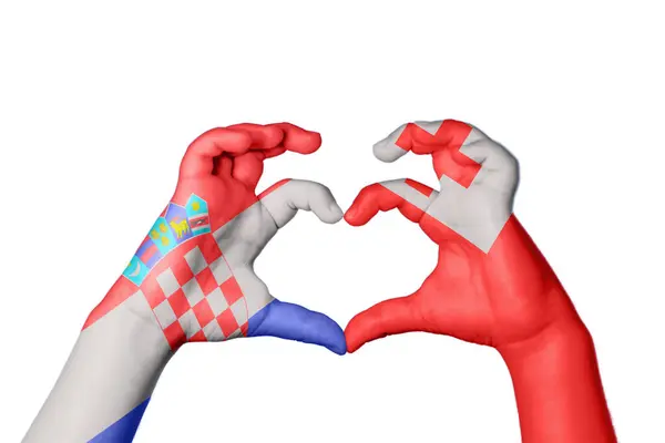 Хорватія Тонга Серце Жест Рук Робить Серце Відсікаючи Шлях — стокове фото