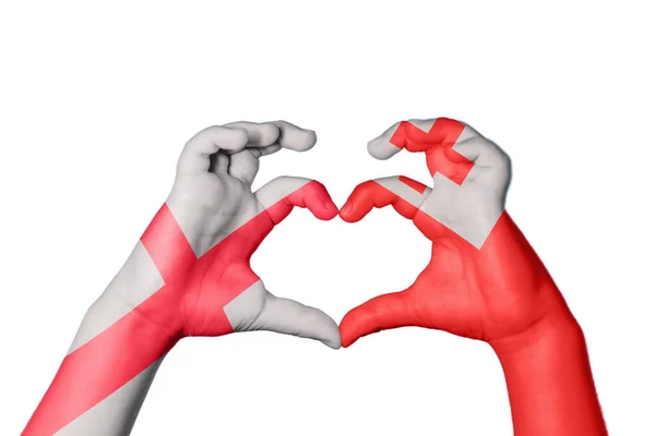 England Tonga Heart Hand Gesture Making Heart Clipping Path — Stock Photo, Image