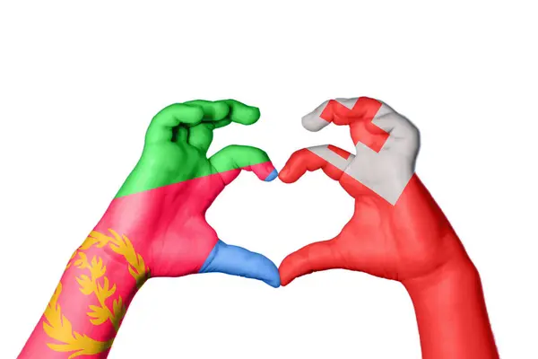 Eritrea Tonga Szív Kéz Gesztus Készítés Szív Nyírás — Stock Fotó