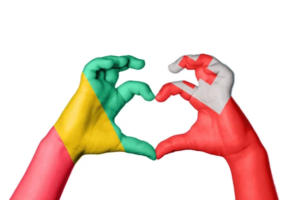 Guinea Tonga Heart Hand Gesture Making Heart Clipping Path — Stock Photo, Image