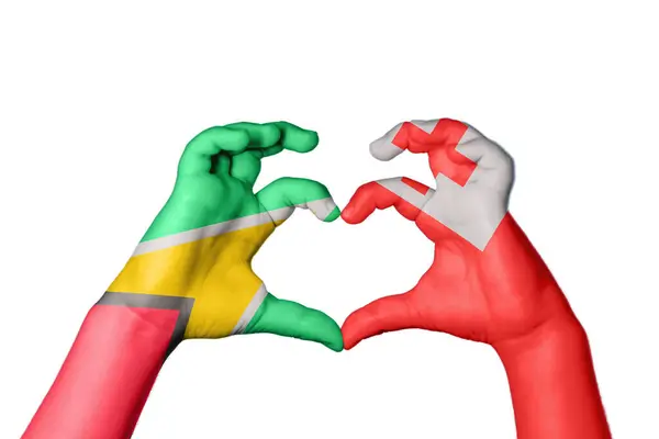 Гайана Тонга Сердце Жест Руки Делает Сердце Клиппинг Путь — стоковое фото