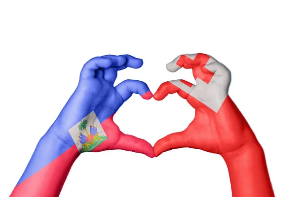Haiti Tonga Coração Gesto Mão Fazendo Coração Caminho Recorte — Fotografia de Stock