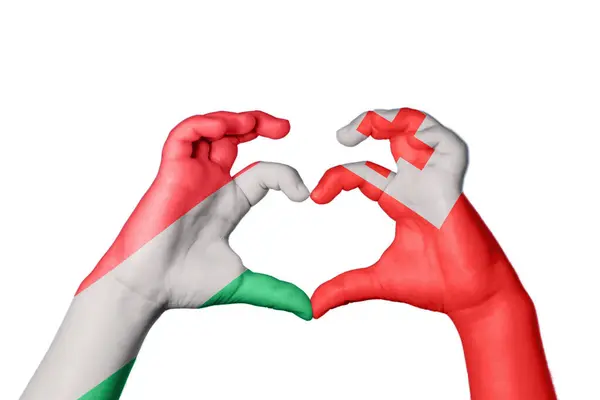 Hungary Tonga Heart Hand Gesture Making Heart Clipping Path — Stock Photo, Image
