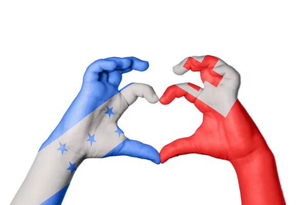 Honduras Tonga Heart Hand Gesture Making Heart Clipping Path — Stock Photo, Image