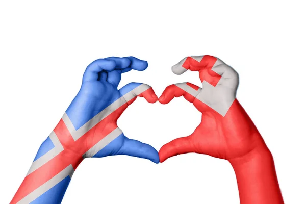 Ісландія Тонга Серце Жест Рук Робить Серце Відсічний Контур — стокове фото