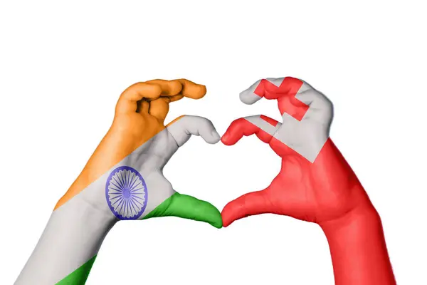 Ινδία Τόνγκα Καρδιά Χέρι Χειρονομία Κάνοντας Καρδιά Ψαλίδισμα Διαδρομή — Φωτογραφία Αρχείου