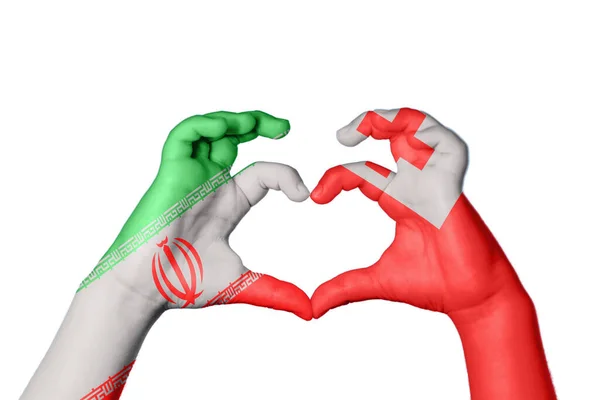 Iran Tonga Heart Hand Gesture Making Heart Clipping Path — Stock Photo, Image