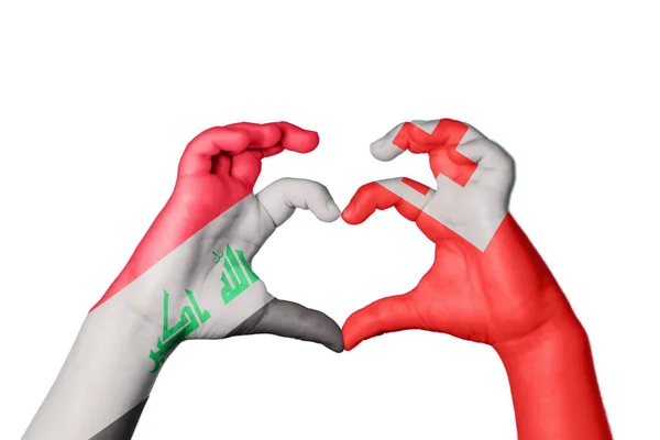 Iraq Tonga Heart Hand Gesture Making Heart Clipping Path — Stock Photo, Image