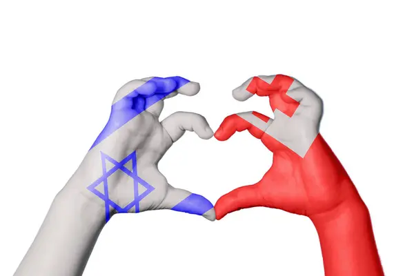 以色列汤加心 手举着手制造心 收割之路 — 图库照片