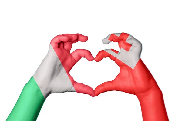 Italien Tonga Heart Hand Gest Att Göra Hjärta Klippning Vägen — Stockfoto