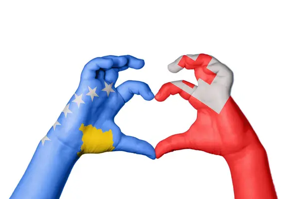 Kosovo Tonga Heart Hand Gesture Making Heart Clipping Path — Stock Photo, Image