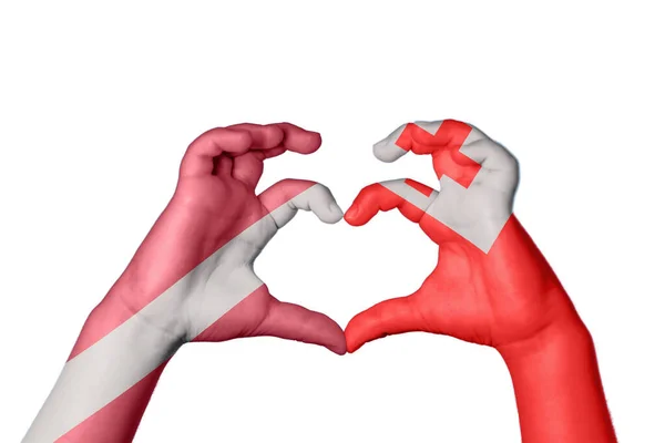 Latvia Tonga Heart Hand Gesture Making Heart Clipping Path — Stock Photo, Image