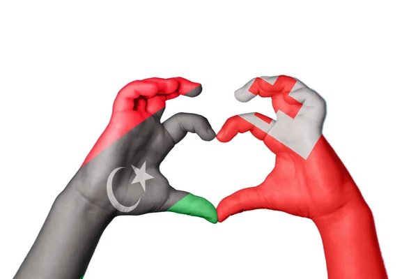 Libya Tonga Heart Hand Gesture Making Heart Clipping Path — Stock Photo, Image
