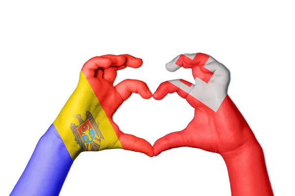 Μολδαβία Τόνγκα Καρδιά Χειρονομία Χέρι Κάνοντας Καρδιά Ψαλιδίζοντας Διαδρομή — Φωτογραφία Αρχείου