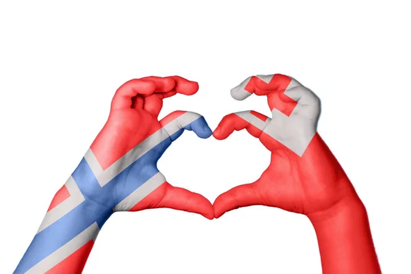 Norway Tonga Heart Hand Gesture Making Heart Clipping Path — Stock Photo, Image