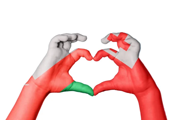 Oman Tonga Heart Hand Gesture Making Heart Clipping Path — Stock Photo, Image