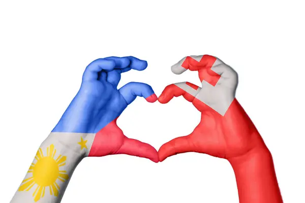 Φιλιππίνες Τόνγκα Καρδιά Χέρι Χειρονομία Κάνοντας Καρδιά Ψαλίδισμα Μονοπάτι — Φωτογραφία Αρχείου