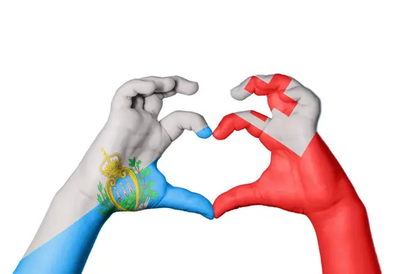 San Marino Tonga Hjärta Hand Gest Att Göra Hjärta Klippning — Stockfoto