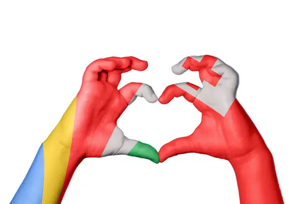 Seychelles Tonga Heart Hand Gesture Making Heart Clipping Path — Stock Photo, Image