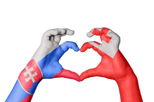 Slovakia Tonga Heart Hand Gesture Making Heart Clipping Path — Stock Photo, Image