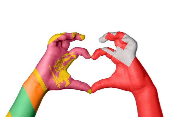 Sri Lanka Tonga Heart Hand Gesture Making Heart Clipping Path — Stock Photo, Image