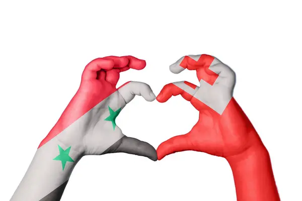 Syria Tonga Heart Hand Gesture Making Heart Clipping Path — Stock Photo, Image
