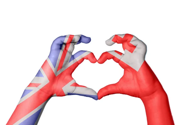 Reino Unido Tonga Heart Gesto Mão Fazendo Coração Clipping Path — Fotografia de Stock