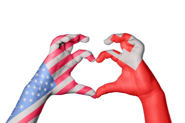 Verenigde Staten Tonga Heart Hand Gebaar Maken Hart Knippen Pad — Stockfoto
