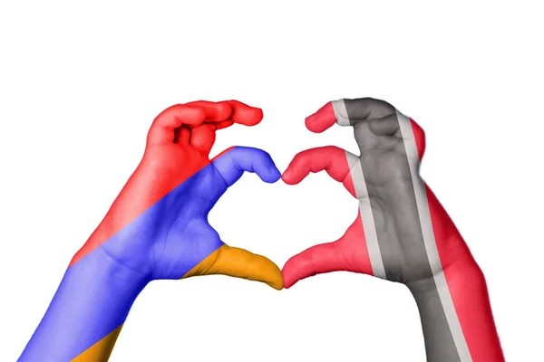 Armenia Trynidad Tobago Serce Ręczny Gest Serca Ścieżka Przecinania — Zdjęcie stockowe