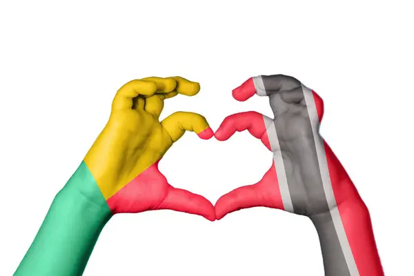 Benin Trinidad Och Tobago Heart Hand Gest Att Göra Hjärta — Stockfoto