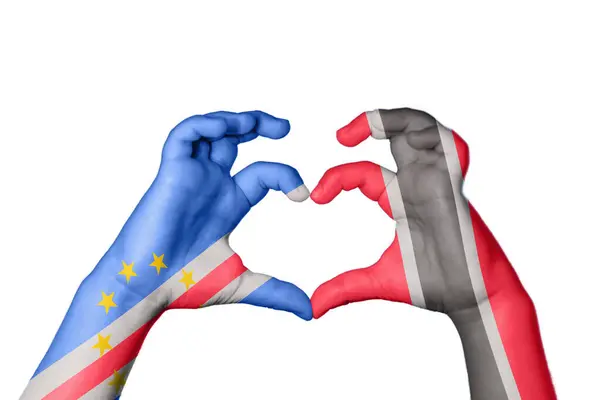 Cabo Verde Trinidad Tobago Coração Mão Gesto Fazendo Coração Clipping — Fotografia de Stock