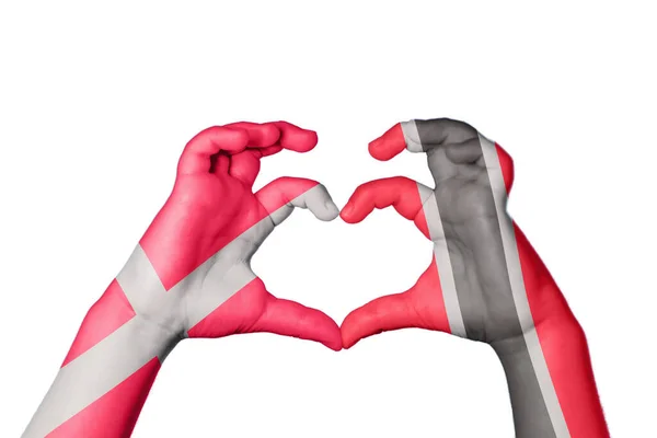Dánsko Trinidad Tobago Heart Ruční Gesto Srdce Ořezávání Stezka — Stock fotografie