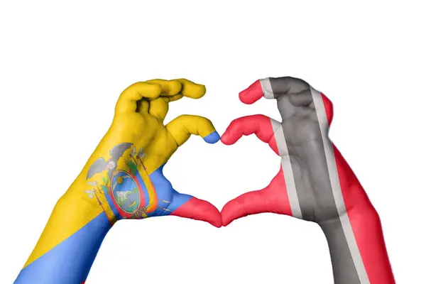 Εκουαδόρ Τρινιντάντ Και Τομπάγκο Καρδιά Χέρι Χειρονομία Κάνοντας Καρδιά Ψαλίδισμα — Φωτογραφία Αρχείου
