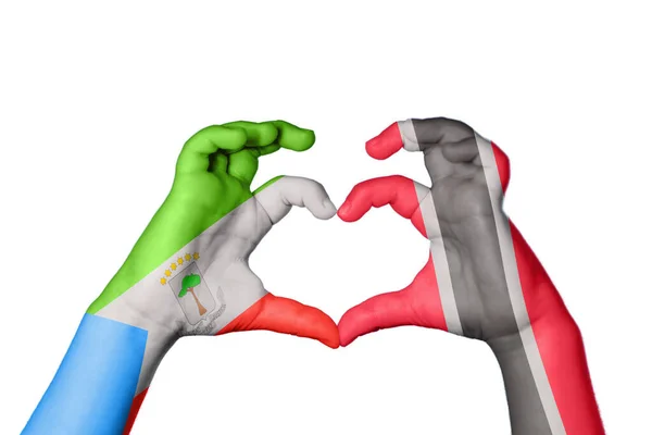 Egyenlítői Guinea Trinidad Tobago Heart Kézmozdulat Készítő Szív Vágási Útvonal — Stock Fotó