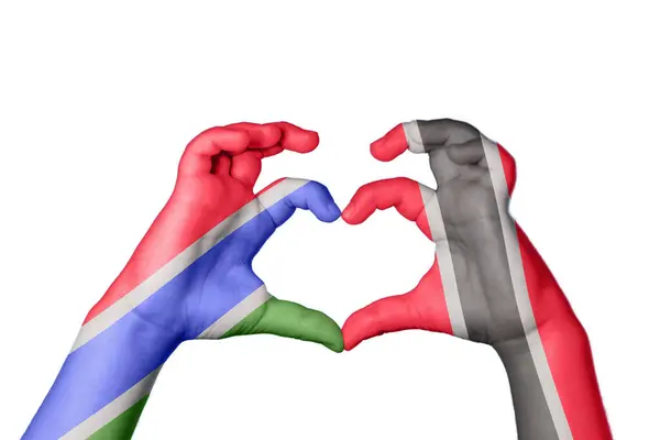 Gambia Trinidad Och Tobago Heart Hand Gest Att Göra Hjärta — Stockfoto