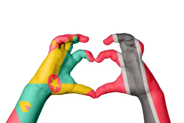 Grenada Trinidad Tobago Heart Hand Gesture Making Heart Clipping Path — Stock Photo, Image