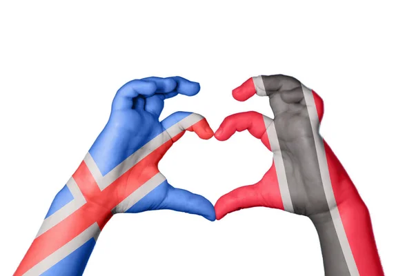 Izland Trinidad Tobago Heart Kézmozdulatkészítés Szív Vágási Útvonal — Stock Fotó