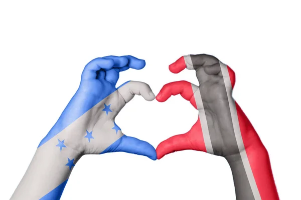 Honduras Trinidad Och Tobago Heart Hand Gest Att Göra Hjärta — Stockfoto