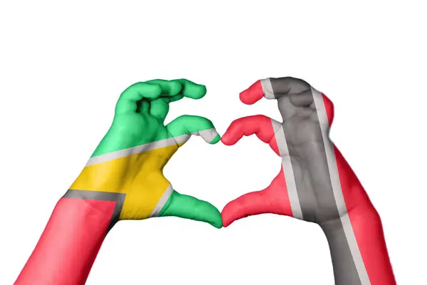 Guyana Trinidad Und Tobago Herz Hand Macht Herz Clipping Path — Stockfoto