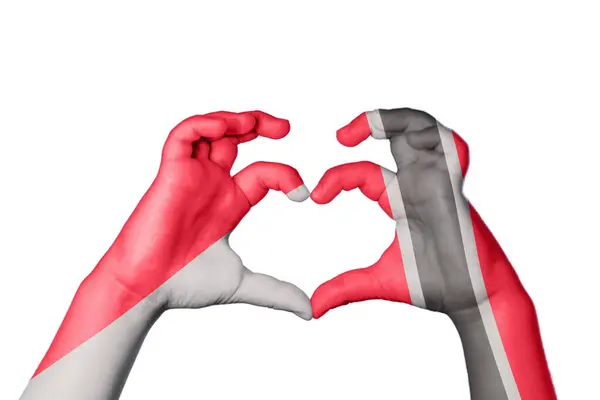 Indonesia Trinidad Tobago Heart Hand Gesture Making Heart Clipping Path — Stock Photo, Image