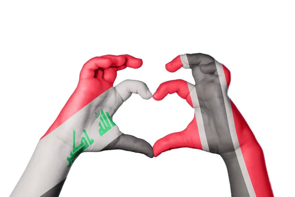 Irak Trinidad Und Tobago Herz Hand Macht Herz Clipping Path — Stockfoto