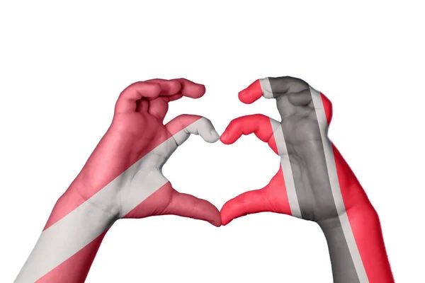 Lotyšsko Trinidad Tobago Heart Ruční Gesto Tvorby Srdce Ořezávání Stezka — Stock fotografie